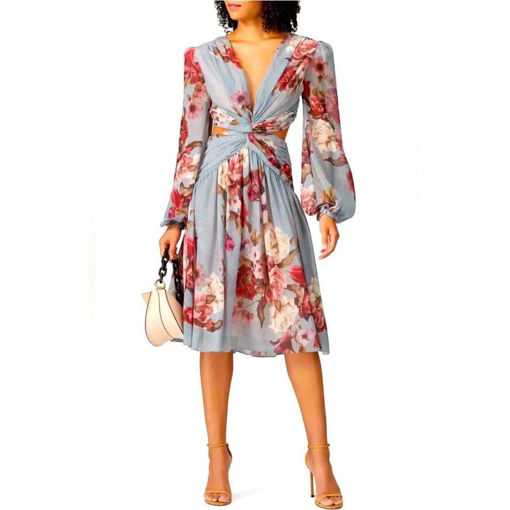 PatBO Peony Print Cutout Dress, SZ 12, See description.